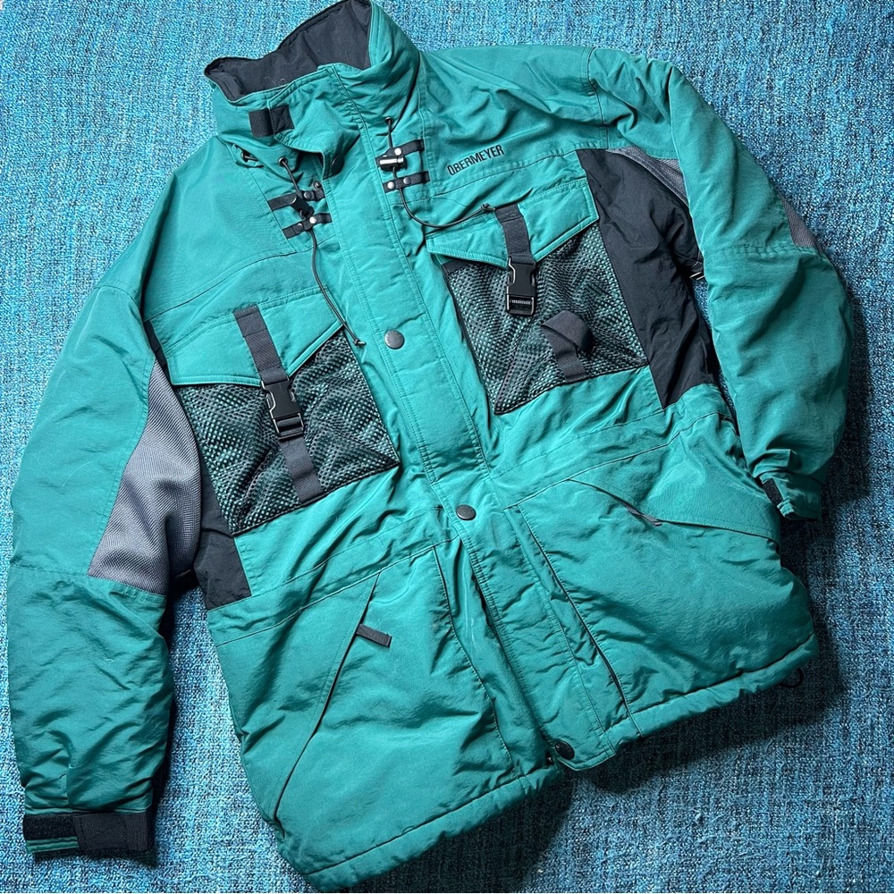 Vintage Obermeyer Everest Winter Ski Snow Jacket in Green Black Men's Large